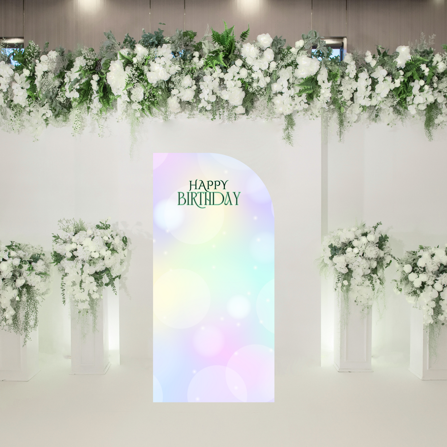 Pastel Rainbow Birthday Backdrop | Soft Watercolor Arch Party Banner | Dreamy Birthday Decoration UK