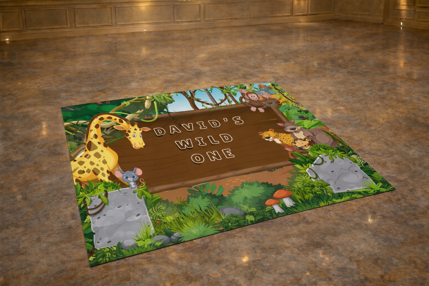 Wild One Jungle Theme Birthday Floor Banner