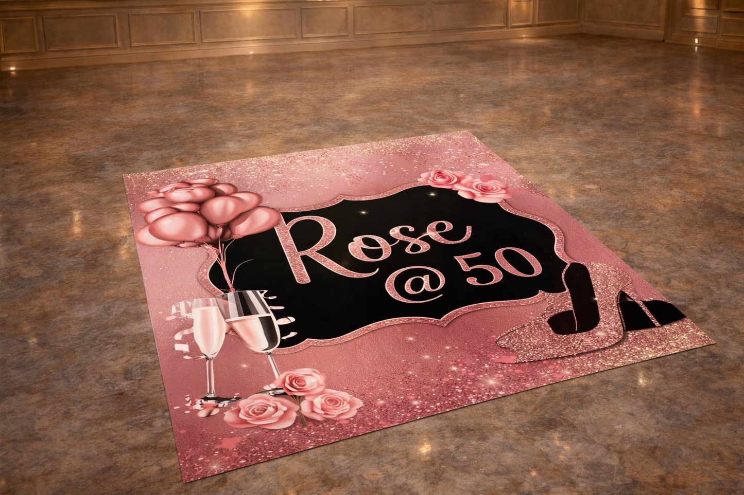Rose Gold Luxe – 50th Birthday Celebration Floor Sticker