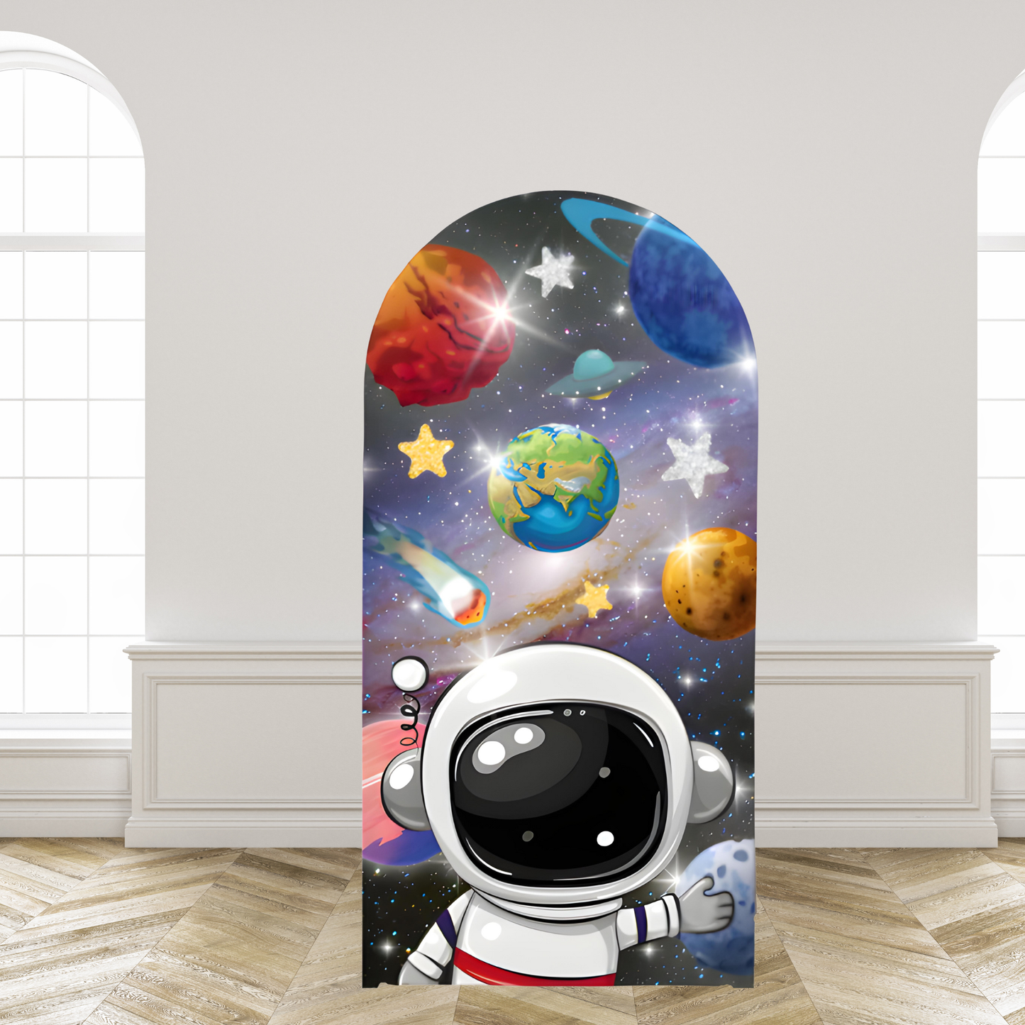 Space Astronaut Birthday Backdrop | Planets and Stars Party Banner | Kids Space Theme Decoration UK