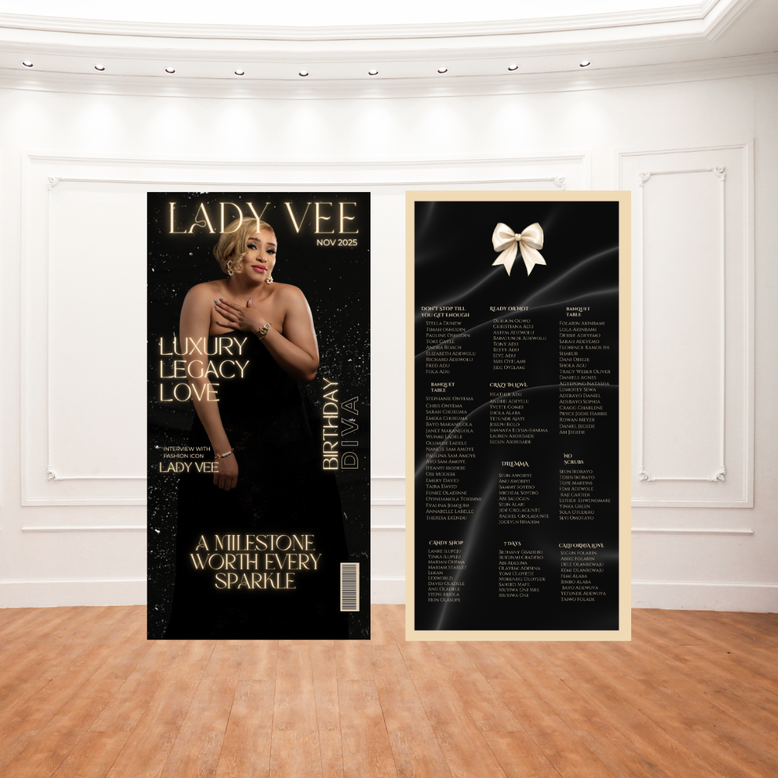 Elegant Guest Seating Chart Backdrop |  Event Seating Board