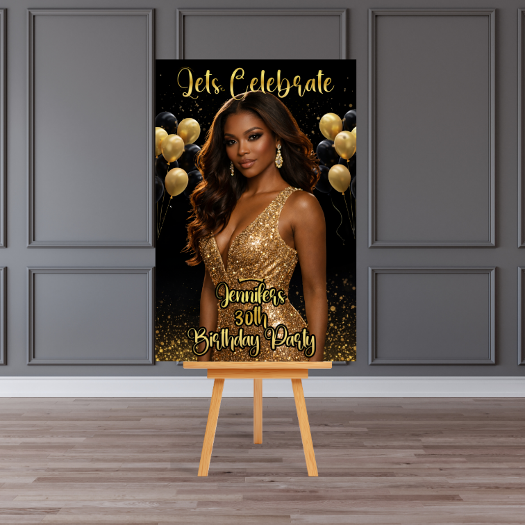 black gold effect effect Personalised  Welcome Board Sign