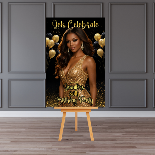 black gold effect effect Personalised  Welcome Board Sign