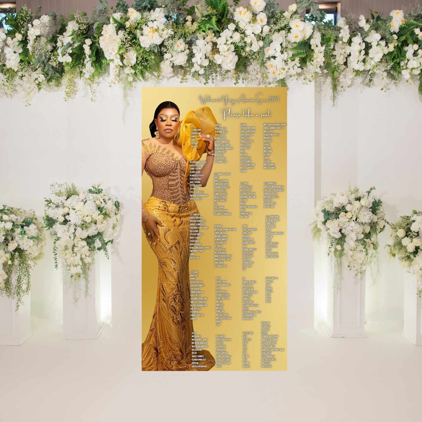 Elegant Birthday Seating Chart Backdrop