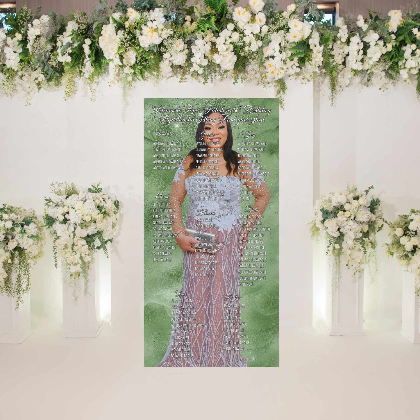 Elegant Birthday Seating Chart Backdrop