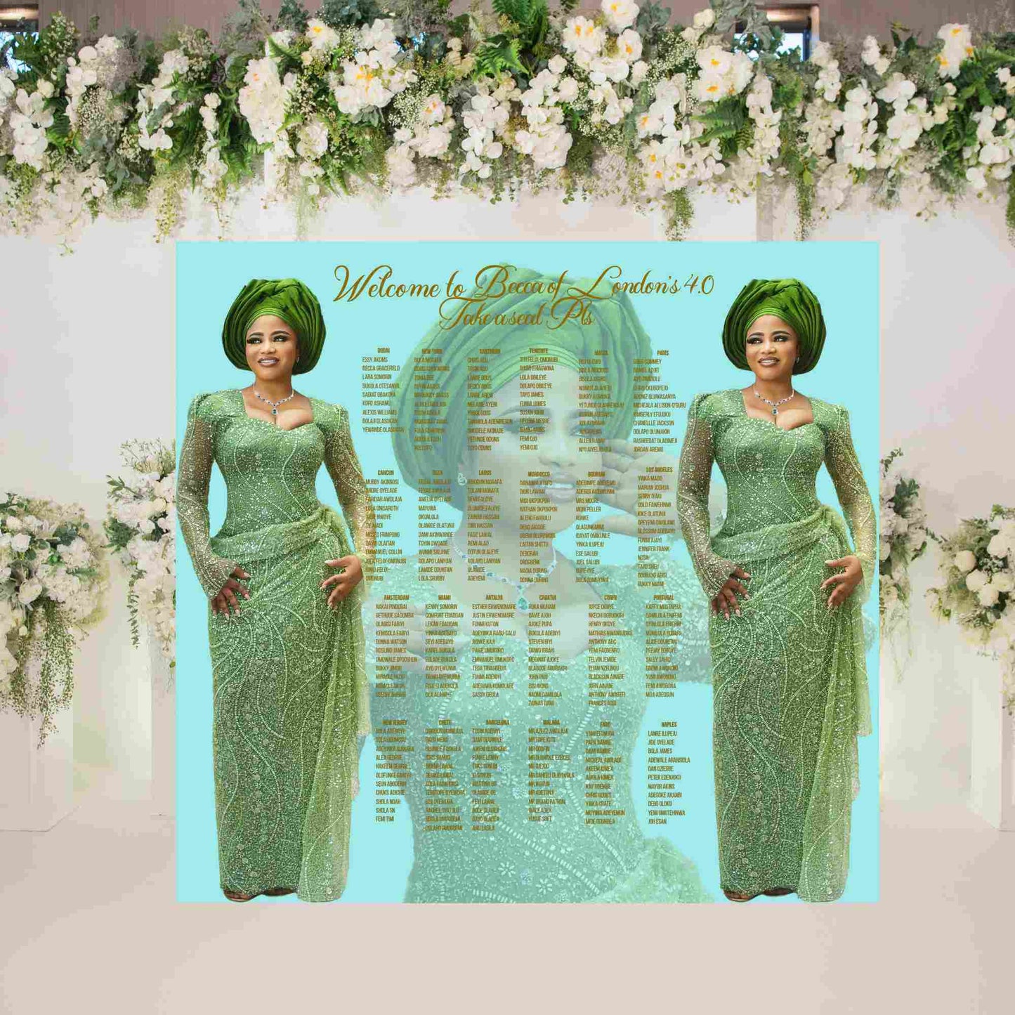 Elegant Guest Seating Chart Backdrop | Custom Wedding & Event Seating Board